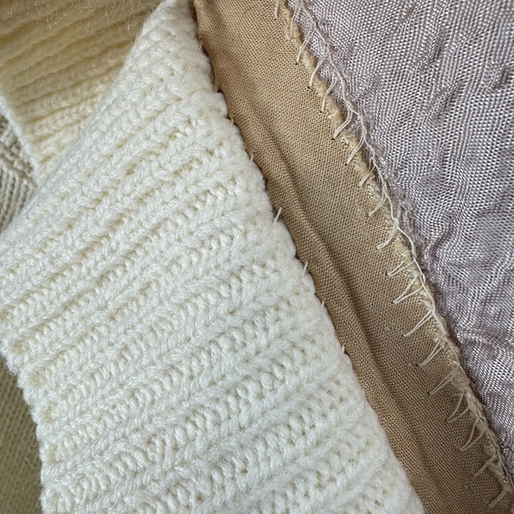 Vintage 70s JC Penney Size M/L Sweater Cardigan Lions Mane Faux Fur Collar - Picture 7 of 8